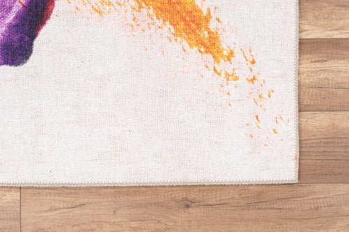 Modern Cotton Area Rug - Washable Non Slip Red Area Carpet with Soft Microfiber