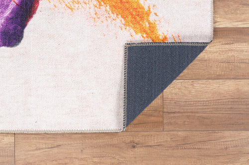 Modern Cotton Area Rug - Washable Non Slip Red Area Carpet with Soft Microfiber