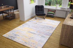 Yellow Striped Area Rug | Washable Non Slip Modern Striped Carpet for Kitchen