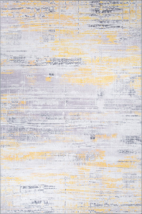 Yellow Striped Area Rug | Washable Non Slip Modern Striped Carpet for Kitchen