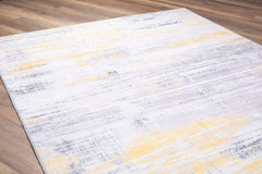 Yellow Striped Area Rug | Washable Non Slip Modern Striped Carpet for Kitchen