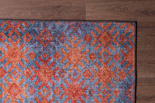 Geometric Area Rug - Orange Cotton Washable Non Slip Rug for Living Room