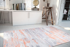 Modern Cotton Area Rug - Washable Non Slip Orange Soft Microfiber Carpet