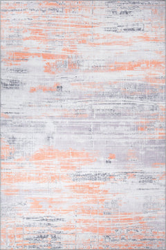 Modern Cotton Area Rug - Washable Non Slip Orange Soft Microfiber Carpet