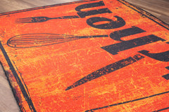 Digital Print Area Rug - Washable Non Slip Orange Cotton Microfiber Carpet