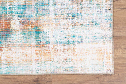 Modern Cotton Area Rug – Washable Non Slip Turquoise Soft Microfiber Carpet