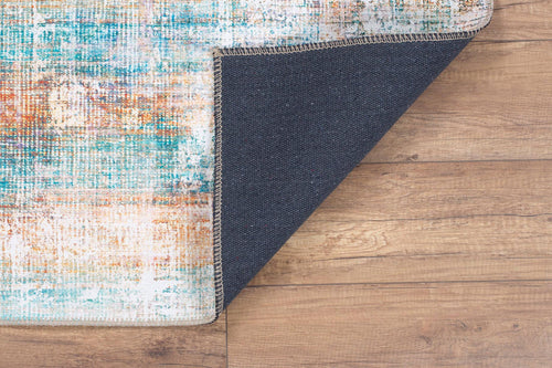 Modern Cotton Area Rug – Washable Non Slip Turquoise Soft Microfiber Carpet