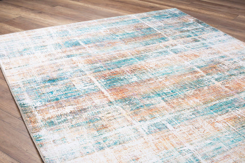 Modern Cotton Area Rug – Washable Non Slip Turquoise Soft Microfiber Carpet