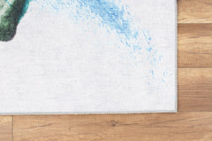 Modern Cotton Area Rug - Washable Non Slip Turquoise Microfiber Soft Rug