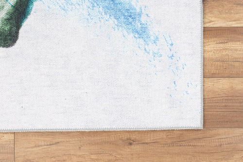 Modern Cotton Area Rug - Washable Non Slip Turquoise Microfiber Soft Rug