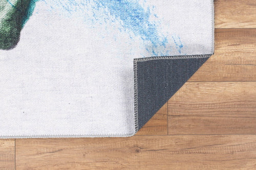 Modern Cotton Area Rug - Washable Non Slip Turquoise Microfiber Soft Rug
