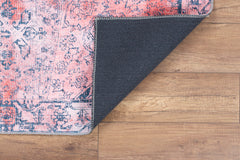 Pink Ethnic Area Rug - Washable Non Slip Cotton Area Rug with Soft Microfiber