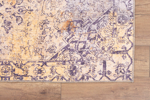 Digital Print Area Rug - Washable Non Slip Orange Medallion Cotton Microfiber Carpet