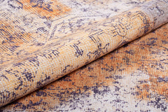 Digital Print Area Rug - Washable Non Slip Orange Medallion Cotton Microfiber Carpet