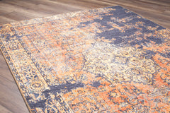 Digital Print Area Rug – Orange Medallion Cotton Washable Non Slip Carpet