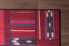 Patchwork Area Rug - Washable Non Slip Cotton Red Carpet for Living Room