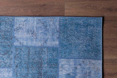 Blue Patchwork Area Rug - Washable Non Slip Cotton Microfiber Carpet for Living Room