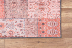 Pink Patchwork Area Rug - Washable Non Slip Cotton Microfiber Carpet for Living Room