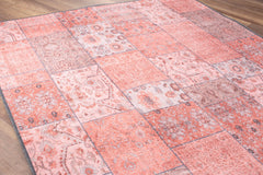 Pink Patchwork Area Rug - Washable Non Slip Cotton Microfiber Carpet for Living Room