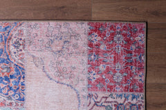 Red Patchwork Area Rug - Washable Non Slip Cotton Microfiber Carpet for Living Room