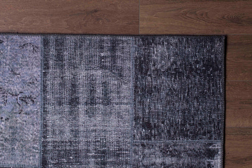 Black Patchwork Rug - Washable Non Slip Cotton Area Rug With Soft Microfiber