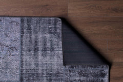 Black Patchwork Rug - Washable Non Slip Cotton Area Rug With Soft Microfiber