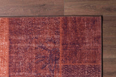 Patchwork Area Rug | Washable Non Slip Orange Cotton Carpet - Soft, Thick & Dust Resistant