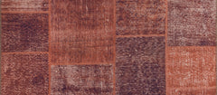 Patchwork Area Rug | Washable Non Slip Orange Cotton Carpet - Soft, Thick & Dust Resistant