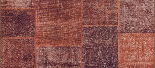 Patchwork Area Rug | Washable Non Slip Orange Cotton Carpet - Soft, Thick & Dust Resistant