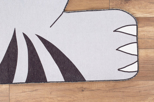 Kids Digital Print Rug - Grey Cotton Washable Non Slip Carpet for Children