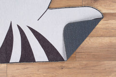 Kids Digital Print Rug - Grey Cotton Washable Non Slip Carpet for Children