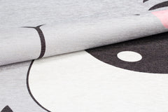 Kids Digital Print Rug - Grey Cotton Washable Non Slip Carpet for Children