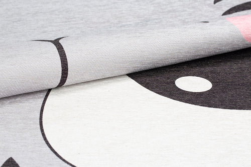 Kids Digital Print Rug - Grey Cotton Washable Non Slip Carpet for Children