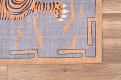 Digital Print Area Rug - Washable Non Slip Cotton Animal Print Orange Decorative Rug