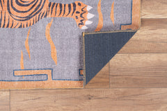 Digital Print Area Rug - Washable Non Slip Cotton Animal Print Orange Decorative Rug