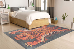 Digital Print Area Rug - Washable Non Slip Cotton Animal Print Rug for Living Room