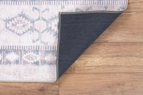 Ethnic Cotton Area Rug - Beige Patterned Soft Microfiber Washable Non Slip Rug