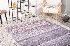 Digital Print Area Rug – Grey Ethnic Cotton Soft Microfiber Carpet