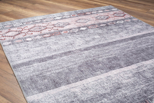 Digital Print Area Rug – Grey Ethnic Cotton Soft Microfiber Carpet