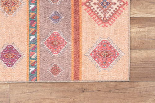 Champagne Pink Ethnic Cotton Digital Print Area Rug