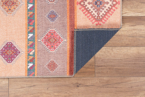 Champagne Pink Ethnic Cotton Digital Print Area Rug