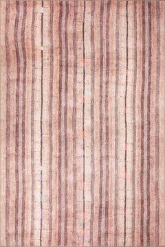 Digital Print Area Rug – Washable Non Slip Orange Striped Cotton Carpet