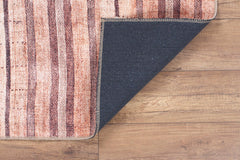 Digital Print Area Rug – Washable Non Slip Orange Striped Cotton Carpet