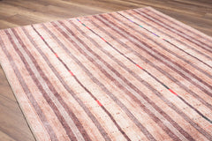 Digital Print Area Rug – Washable Non Slip Orange Striped Cotton Carpet