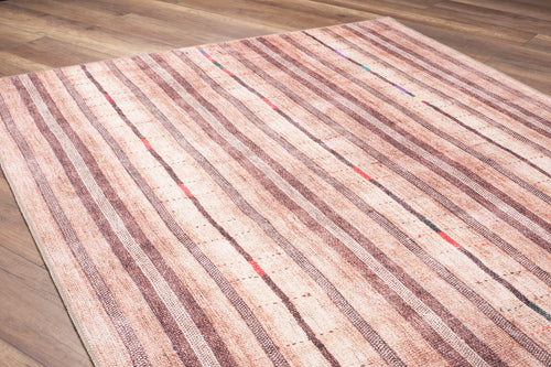 Digital Print Area Rug – Washable Non Slip Orange Striped Cotton Carpet