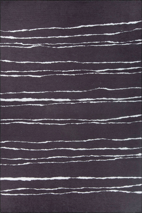 Purple Striped Area Rug - Washable Non Slip Cotton Microfiber Carpet for Living Room