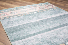 Digital Print Area Rug – Ethnic Cotton Green Soft Microfiber Rug with Non Slip Backing