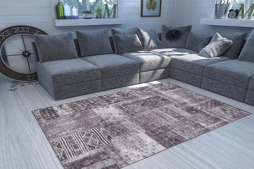 Patchwork Area Rug – Washable Non Slip Cotton Microfiber Carpet for Living Room
