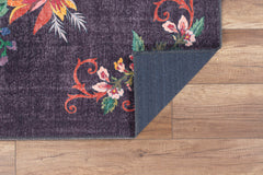 Digital Print Area Rug – Washable Non Slip Floral Black Cotton Carpet