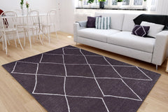 Purple Geometric Area Rug – Washable Non Slip Cotton Area Carpet for Living Room